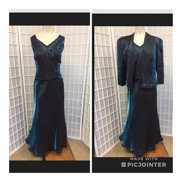 KM Collections,Woman Cocktail Dress,Size 12, Blue, Rayon, rhinestones sequin.!